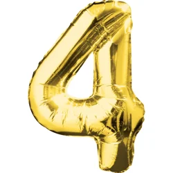 Shape Number 4 Gold Air-Filled Balloon
