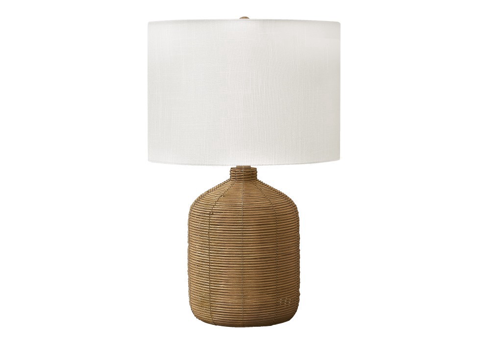 slide 1 of 1, Monarch Specialties Brown Rattan Table Lamp With Ivory Shade, 1 ct