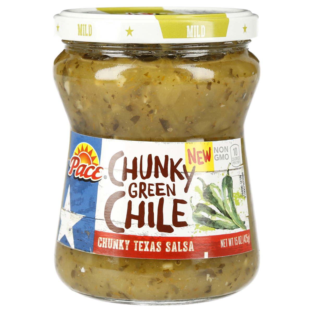 slide 1 of 1, Pace Mild Green Chile Chunky Texas Salsa, 15 oz