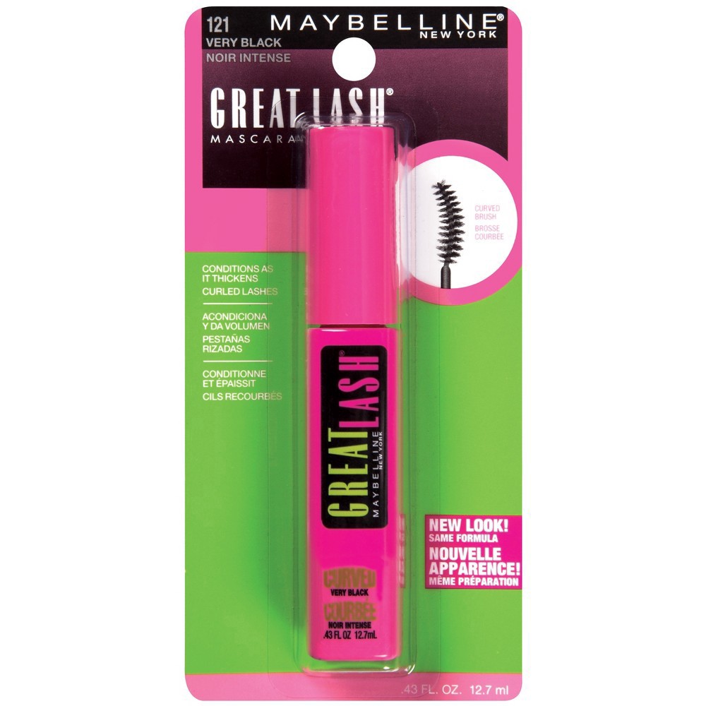 slide 3 of 9, Maybelline Great Lash Curved Brush Mascara - 120 Blackest Black - 0.43 fl oz, 0.43 fl oz