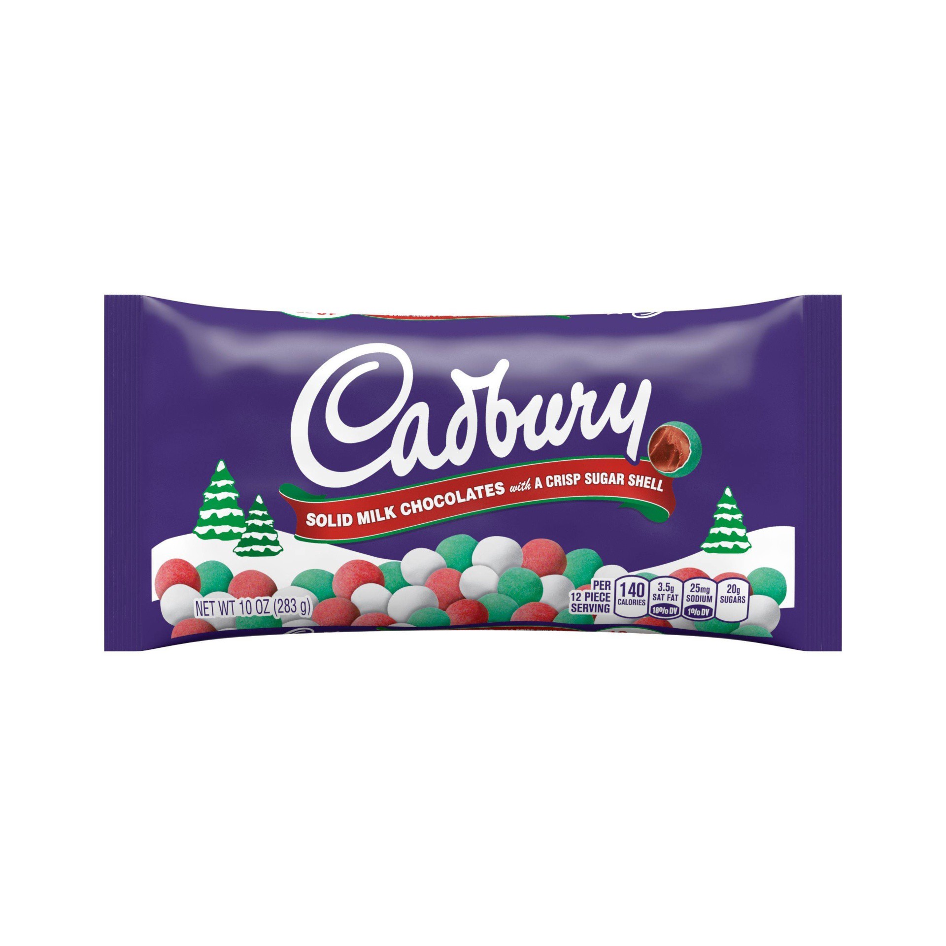 slide 1 of 5, Cadbury Holiday Candy Coated Solid Milk Chocolate Snowballs, 10 oz