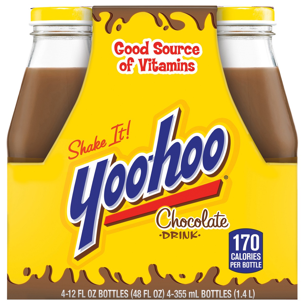slide 1 of 4, Yoo-hoo Chocolate Glass, 4 ct