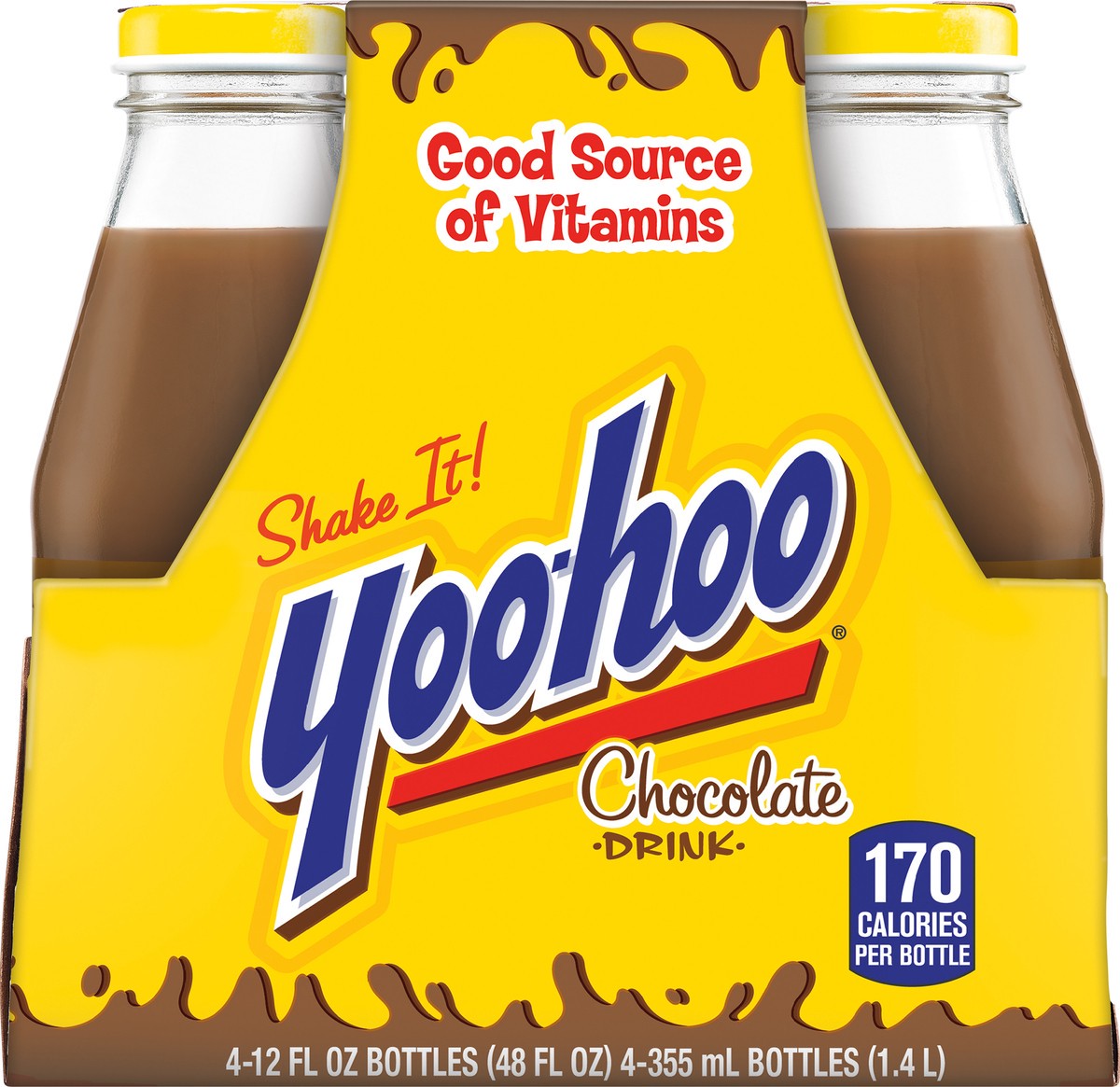 slide 1 of 4, Yoo-hoo Chocolate Drink 4 - 12 fl oz Bottles, 4 ct