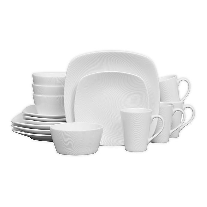 slide 1 of 1, Noritake White on White Dune Square Dinnerware Set, 16 ct