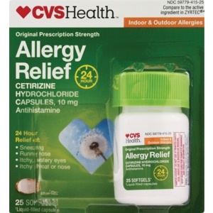 slide 1 of 1, CVS Health Allergy Relief Cetirizine Softgels, 25 ct