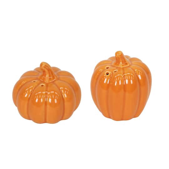 slide 1 of 3, Mini Orange Pumpkin Ceramic Salt & Pepper Shaker Set By Ashland, 2.07 in x 2.07 in x 1.73 in