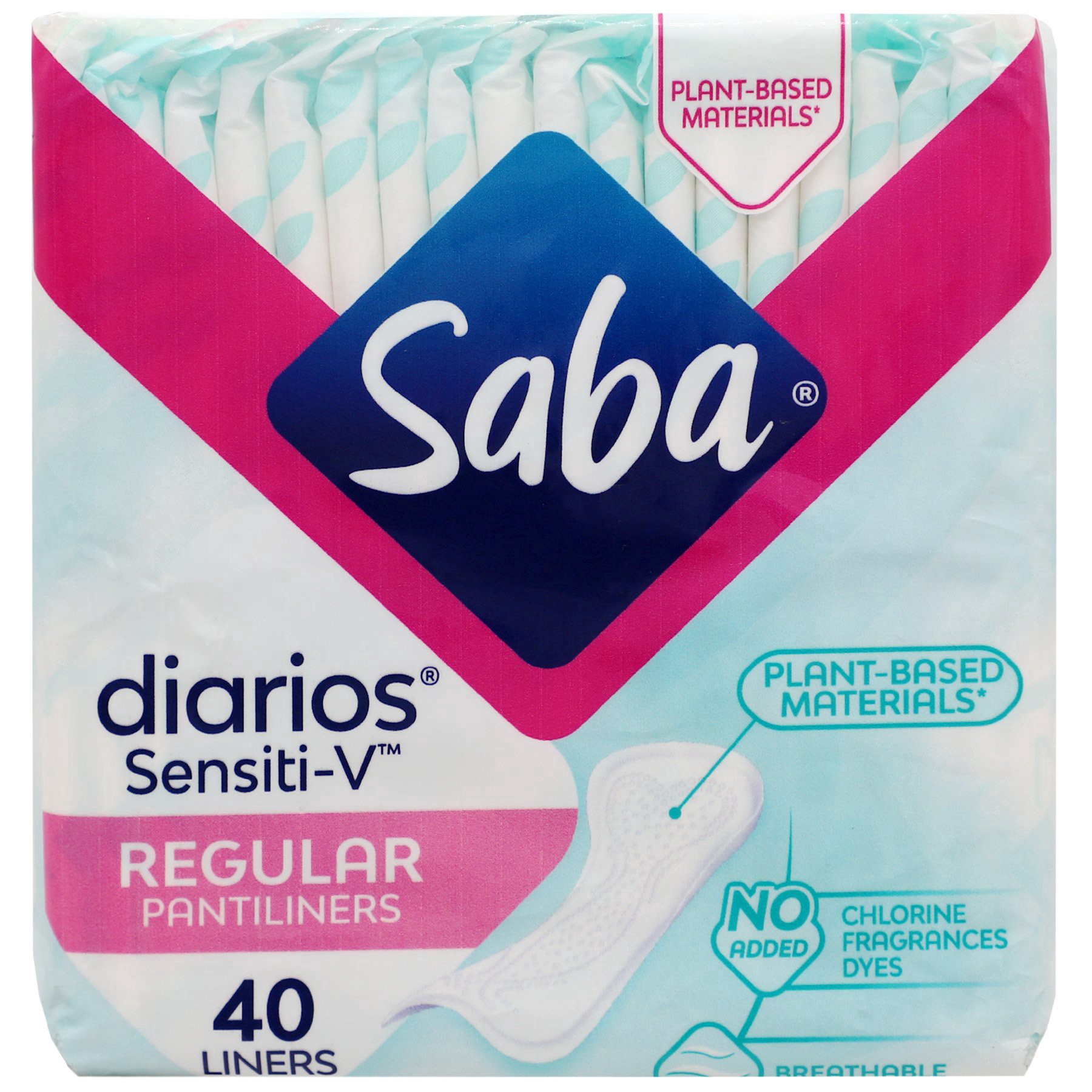 slide 1 of 1, Saba Sensiti-V Pantiliners - Regular, 40 ct