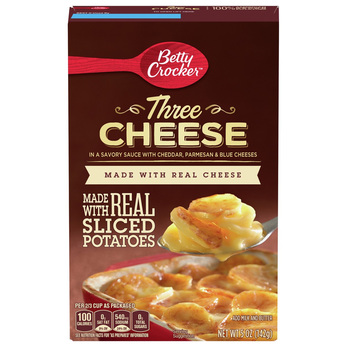 slide 1 of 13, Betty Crocker Three Cheese Potatoes, Made with Real Cheese, 5 oz, 5 oz