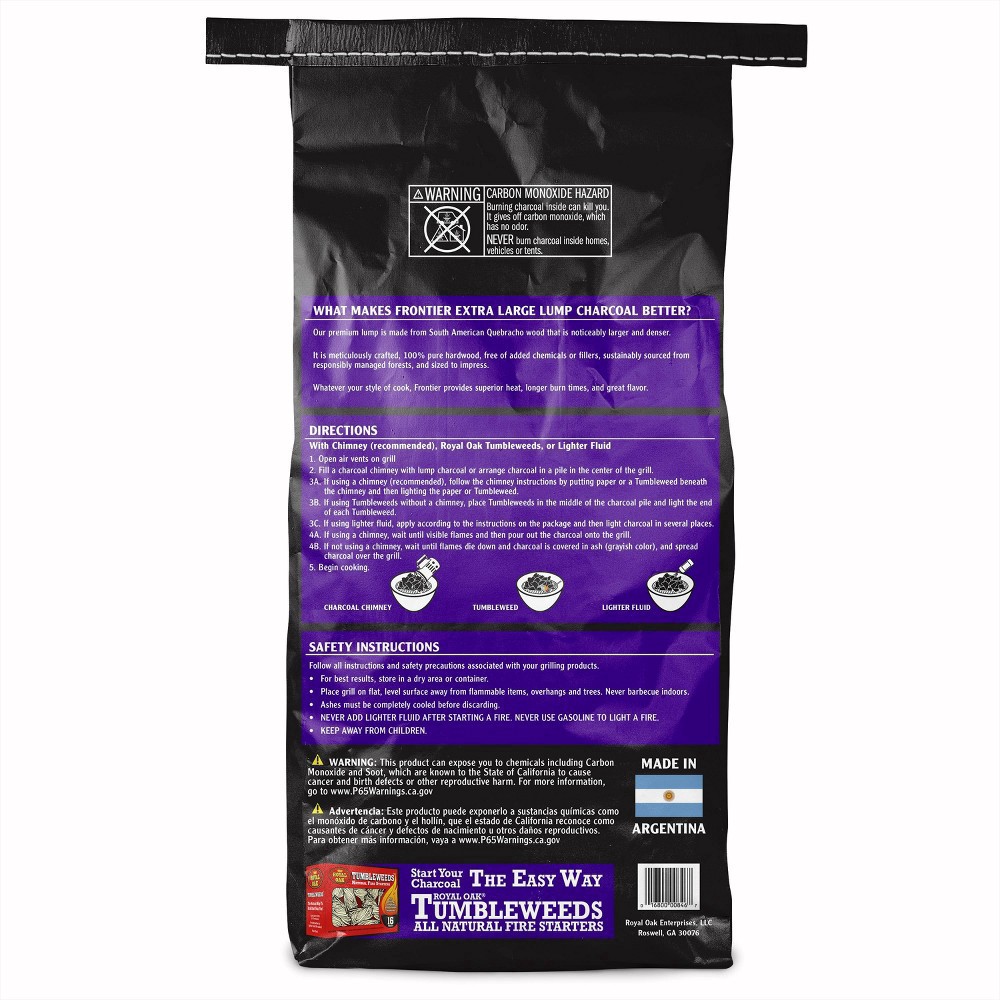 slide 9 of 19, Frontier Lump Charcoal Extra Large 1 18 lb, 18 lb