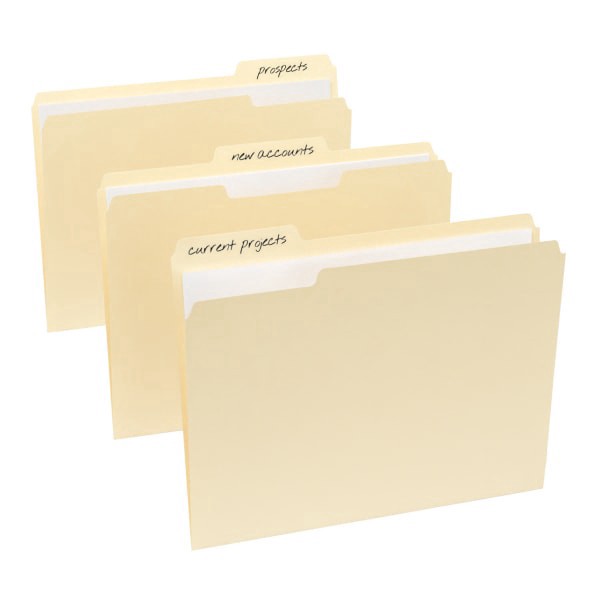slide 5 of 5, Office Depot Brand File Folders, 1/3 Cut, Letter Size, 30% Recycled, Manila, Pack Of 100 Folders, 100 ct