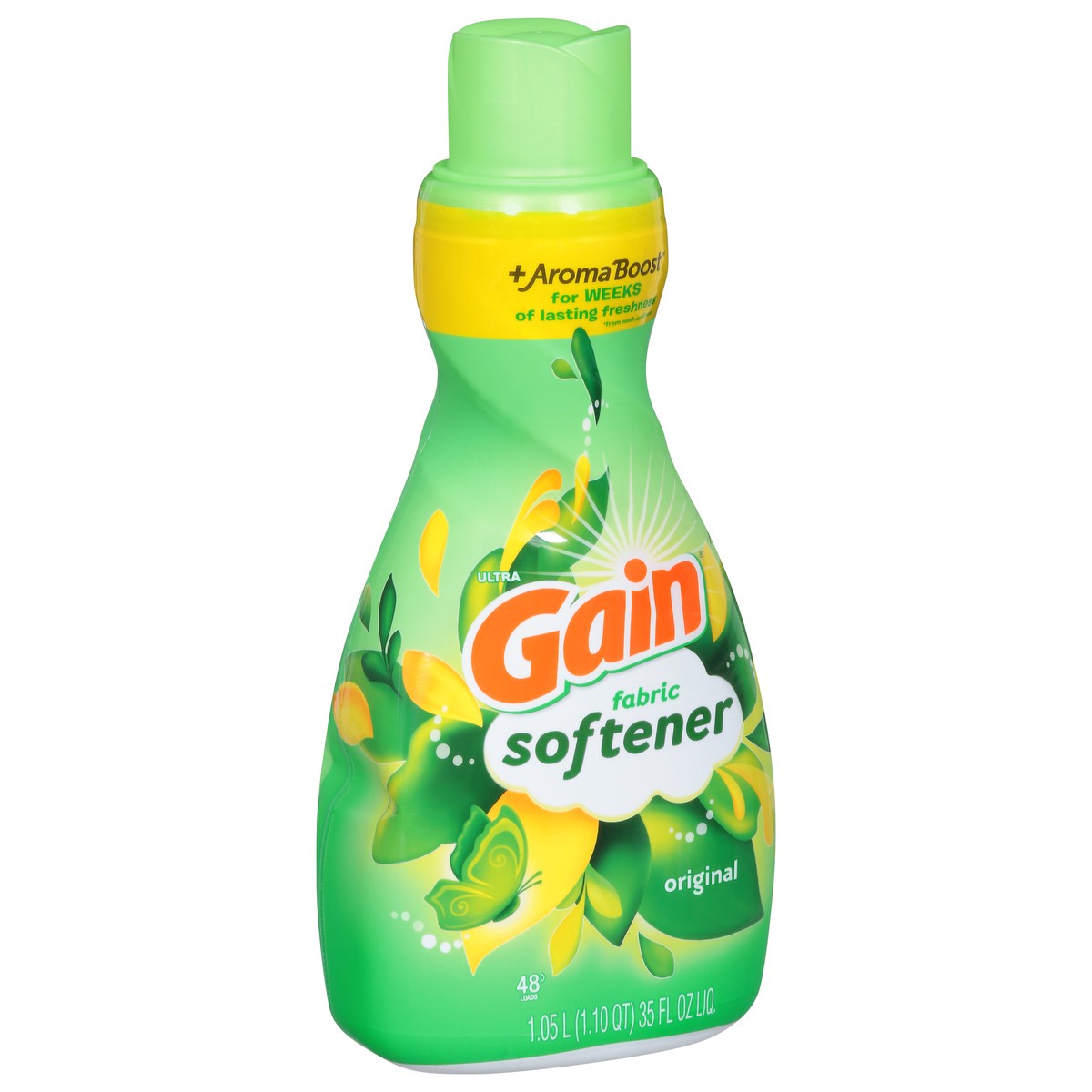 slide 3 of 13, Gain Liquid Fabric Softener, Original Scent, 35 FL OZ LIQ., 48 Loads, Smooth Touch - softness you can feel, 1.1 qt