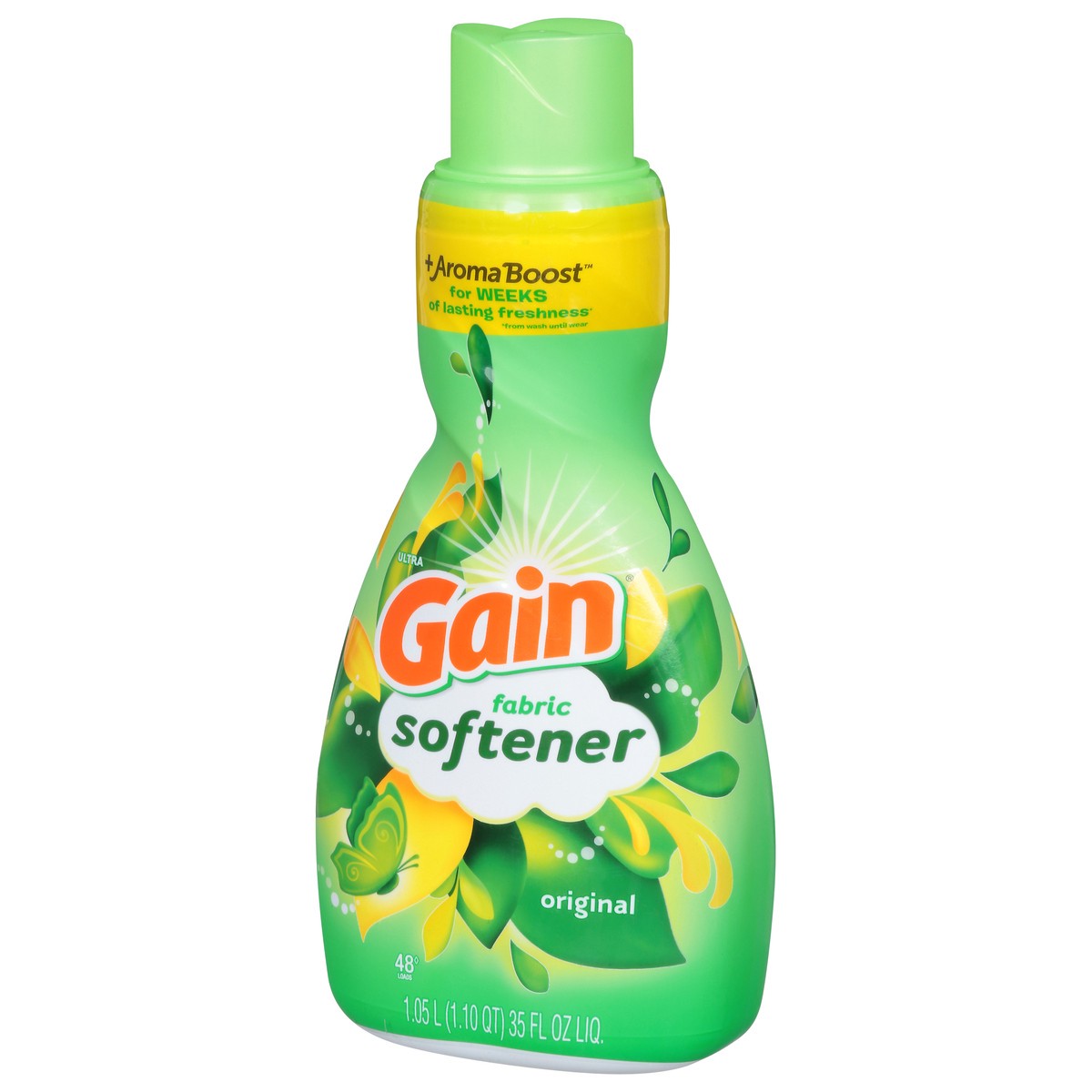 slide 11 of 13, Gain Liquid Fabric Softener, Original Scent, 35 FL OZ LIQ., 48 Loads, Smooth Touch - softness you can feel, 1.1 qt