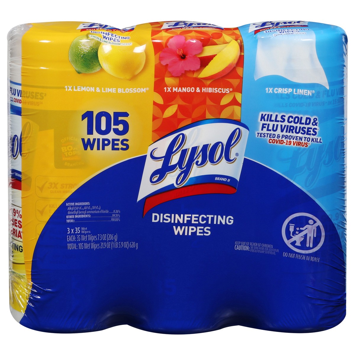 slide 1 of 9, Lysol Assorted Disinfecting Wipes 3 - 35 Wipes, 3 ct