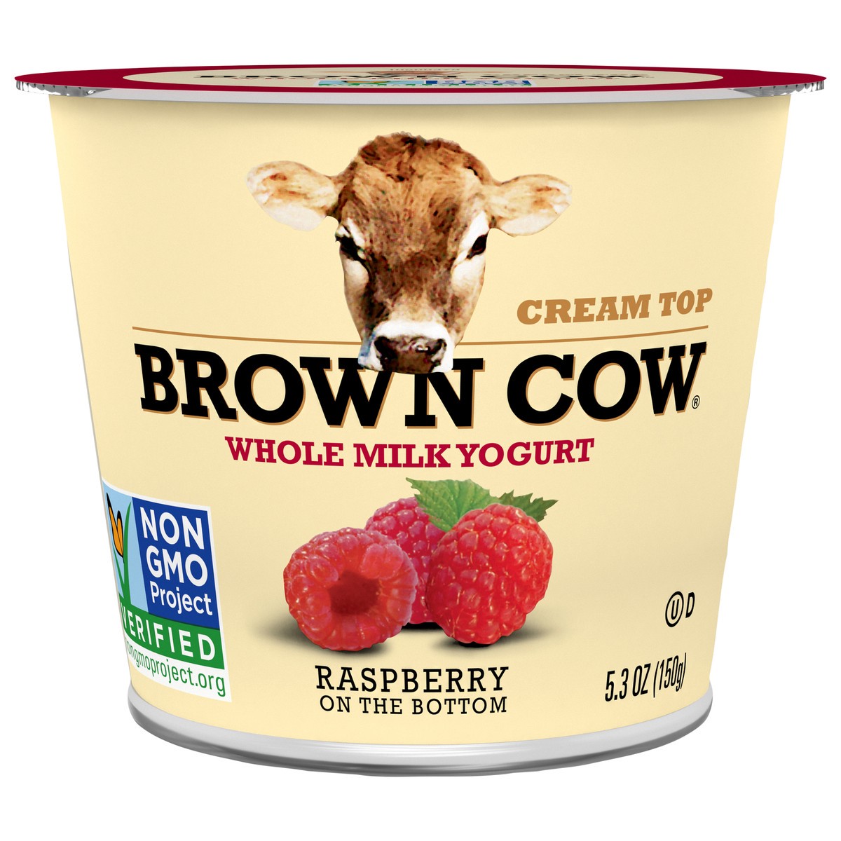 slide 1 of 1, Brown Cow Cream Top Raspberry On Bottom Whole Milk Yogurt, 6 oz