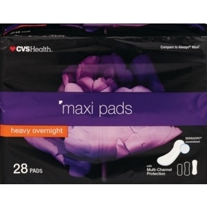slide 1 of 1, CVS Health Overnight Maxi Pads, 28 ct