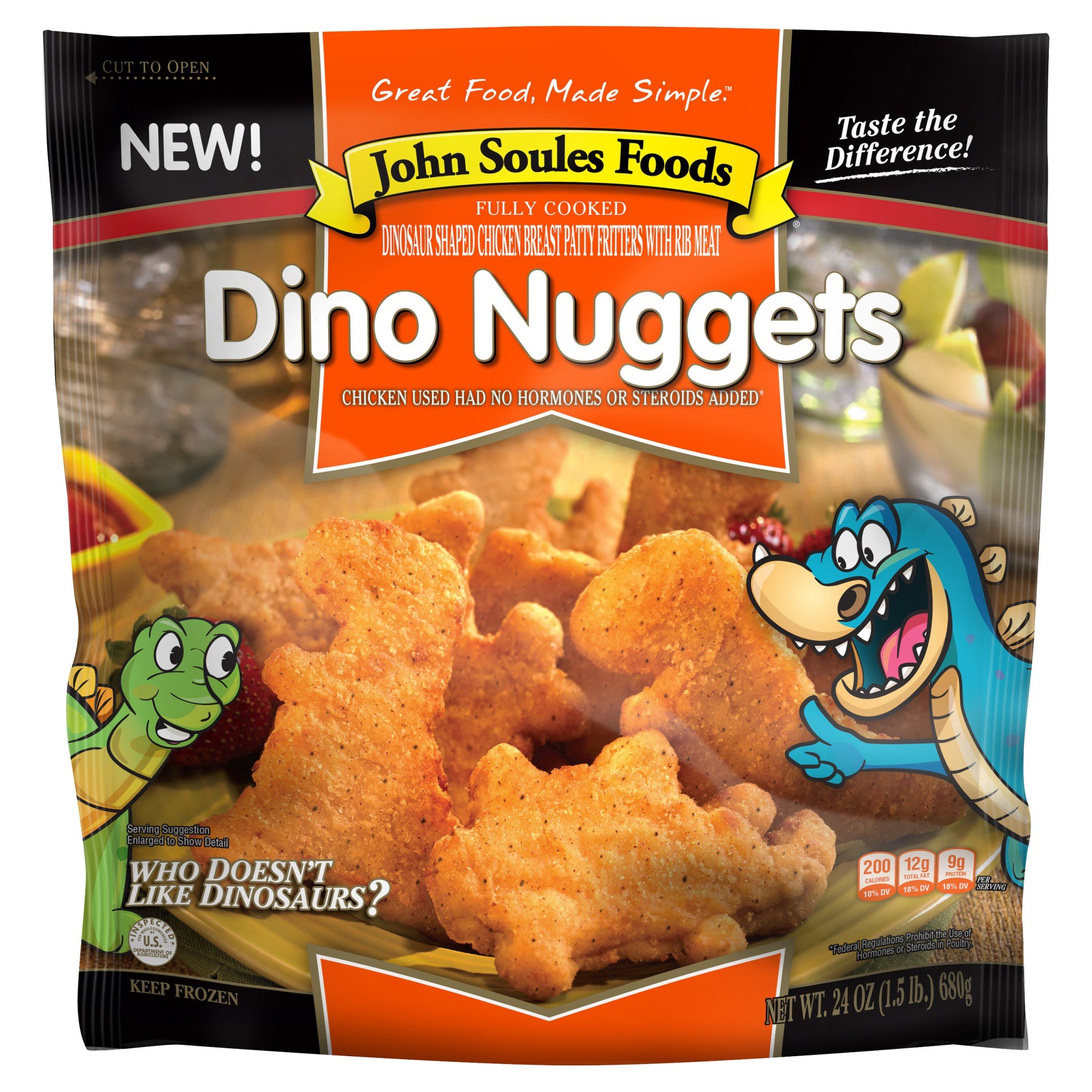 slide 1 of 6, John Soules Foods Dino Nuggets 24 OZ Bag, 24 oz