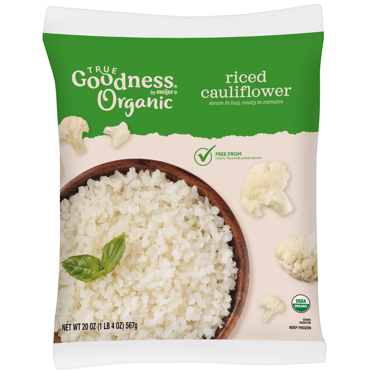 slide 1 of 5, True Goodness Organic Riced Cauliflower, 20 oz, 20 oz