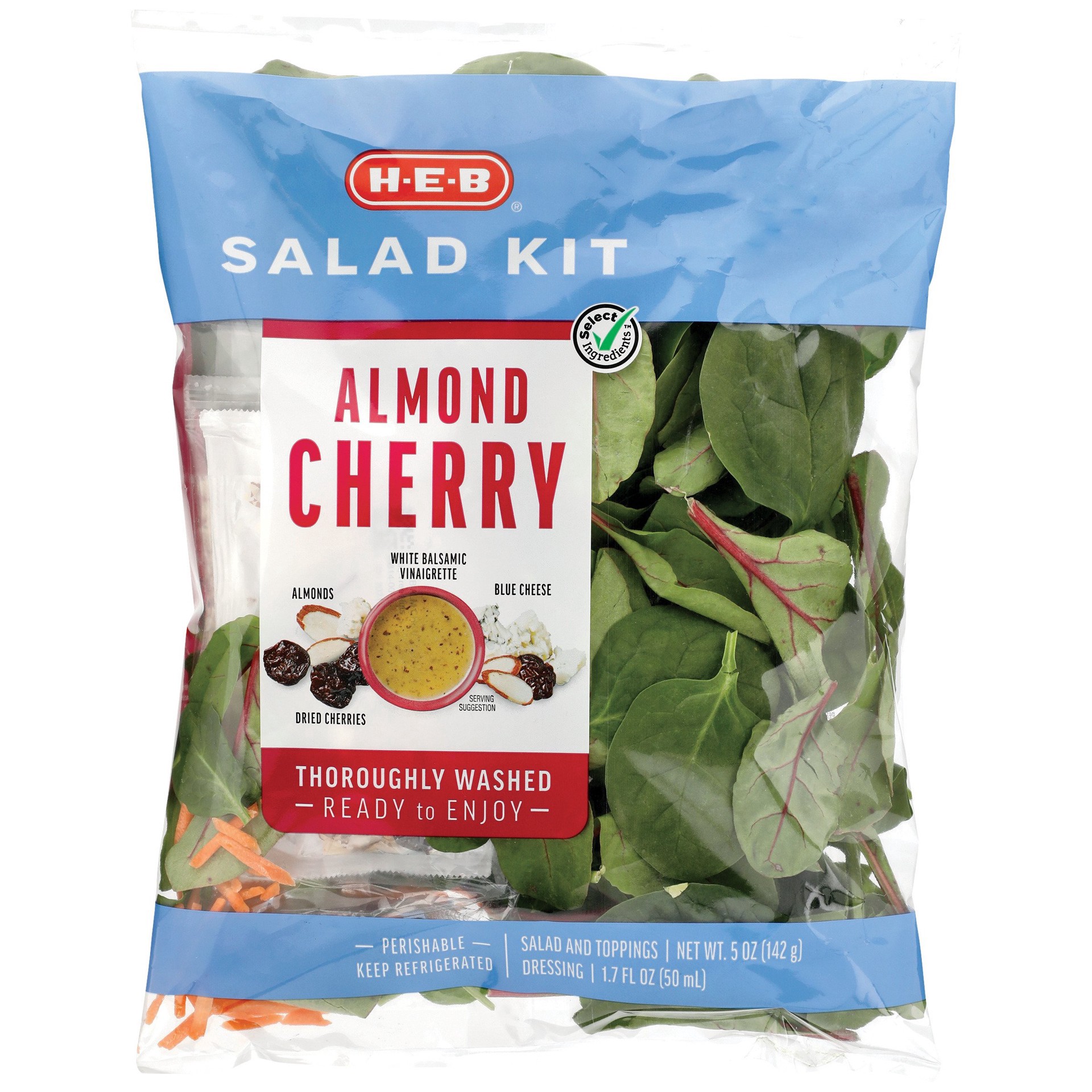 slide 1 of 1, H-E-B Select Ingredients Almond Cherry Salad Kit, 6.8 oz