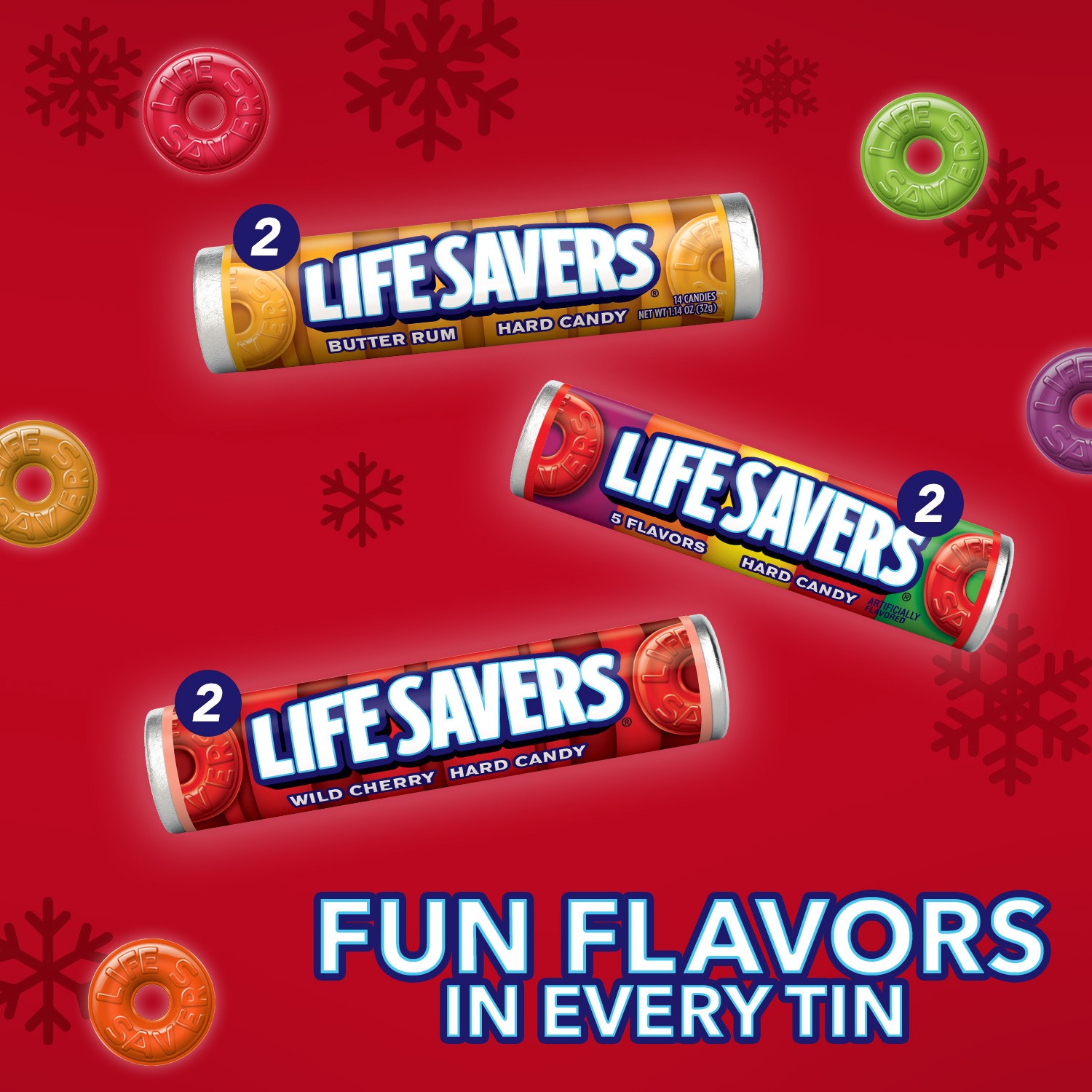 slide 2 of 2, Life Savers 5 Flavor Retro Christmas Candy Heritage Tin, 6.36 ounce, 6.36 oz