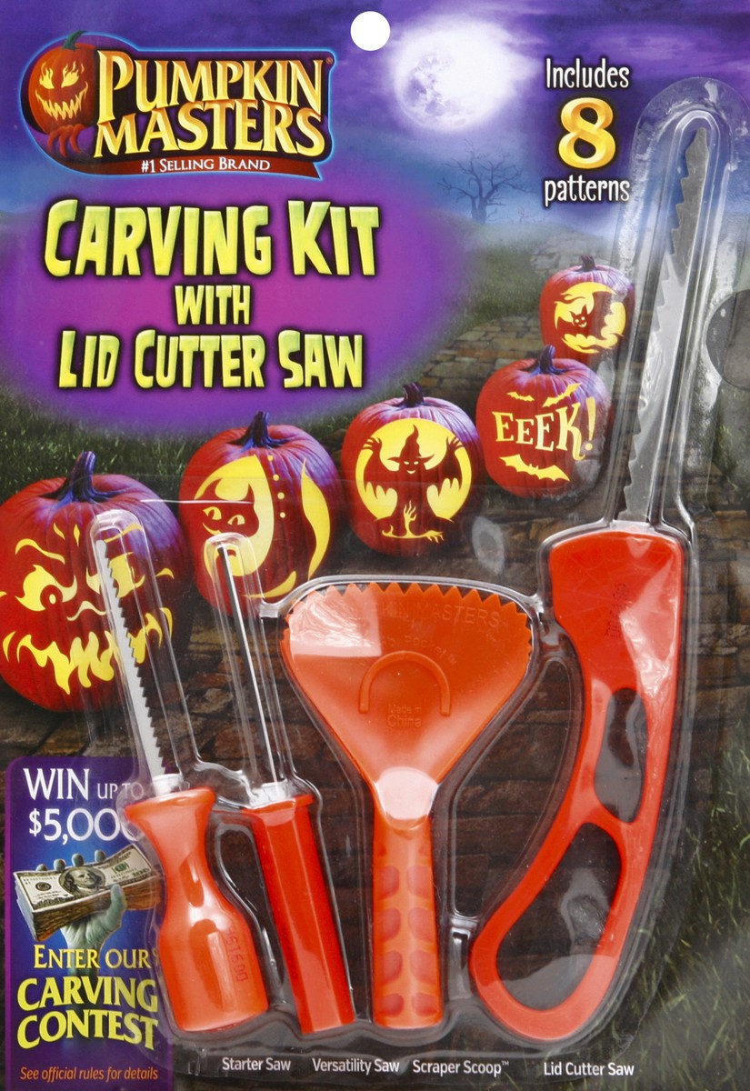 slide 5 of 6, Pumpkin Masters Pumpkin Carving Kit With Lid Cutter Saw, 17 ct