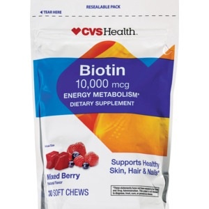 slide 1 of 1, CVS Health Biotin Mixed Berry Soft Chews, 30 ct; 1000 mcg