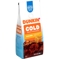 slide 10 of 22, Dunkin' Dunkin’ Cold Caramel Flavored Ground Coffee, 10 oz. Bag, 10 oz