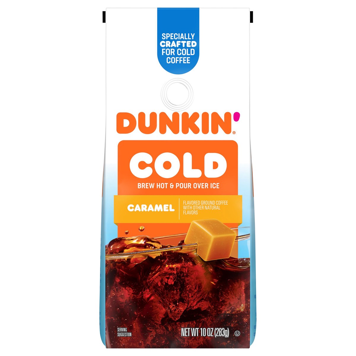 slide 1 of 22, Dunkin' Dunkin’ Cold Caramel Flavored Ground Coffee, 10 oz. Bag, 10 oz