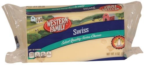 slide 1 of 1, Western Family Swiss Cheese, 8 oz