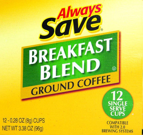 slide 1 of 1, Always Save Breakfast Blend Ground Coffee Single Serve Cups - 12 ct, 12 ct