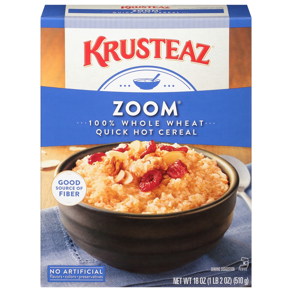 slide 1 of 1, Krusteaz Zoom 100% Whole Wheat Quick Hot Cereal, 18 oz