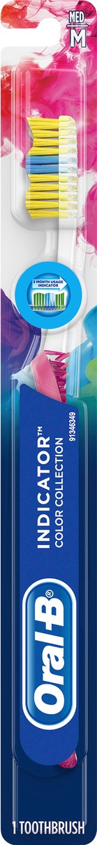 slide 1 of 1, Oral-B Indicator Color Collection Toothbrush, Medium, 1 Count, 1 ct