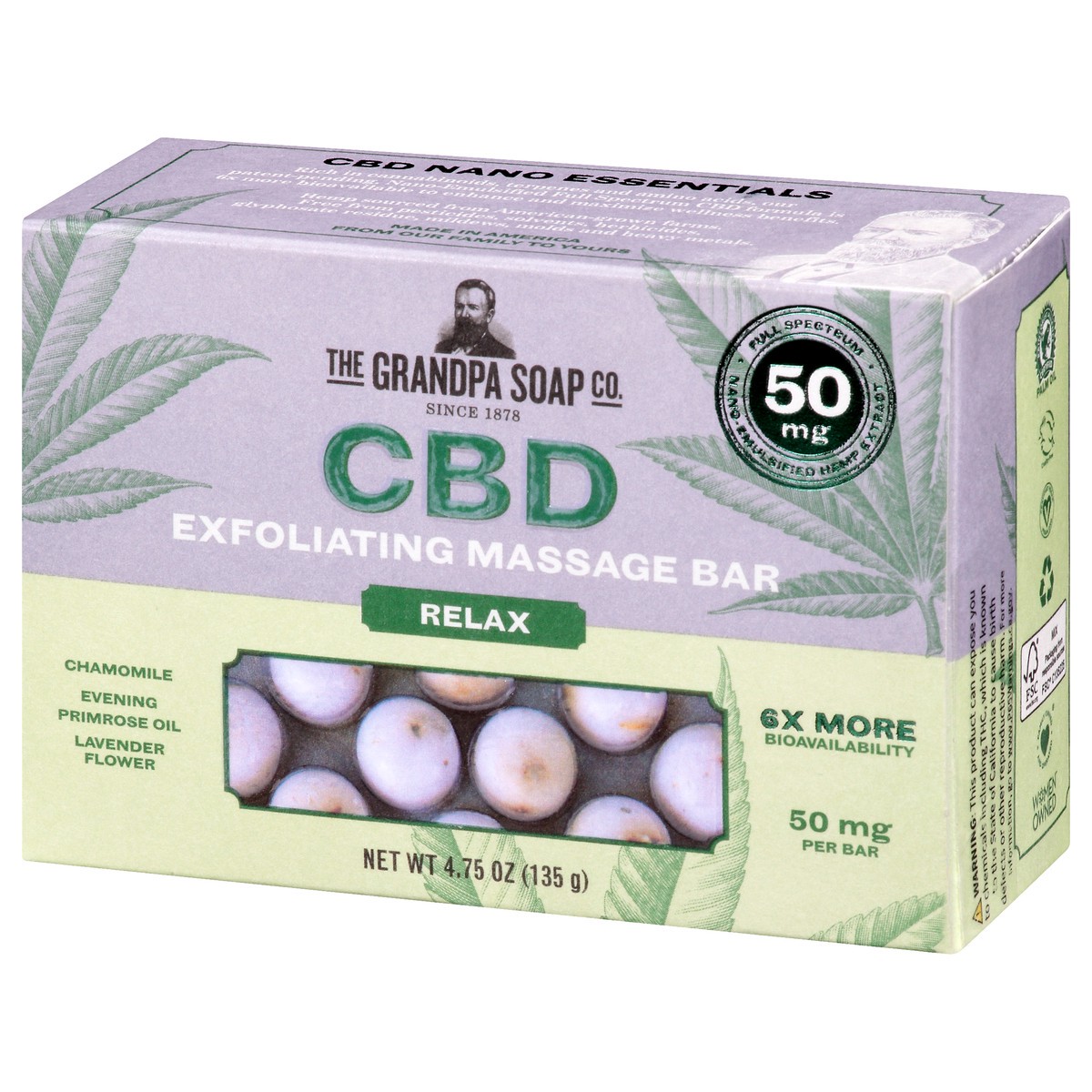 slide 8 of 9, The Grandpa Soap Co. CBD Relax Exfoliating Massage Bar 4.75 oz, 4.75 oz