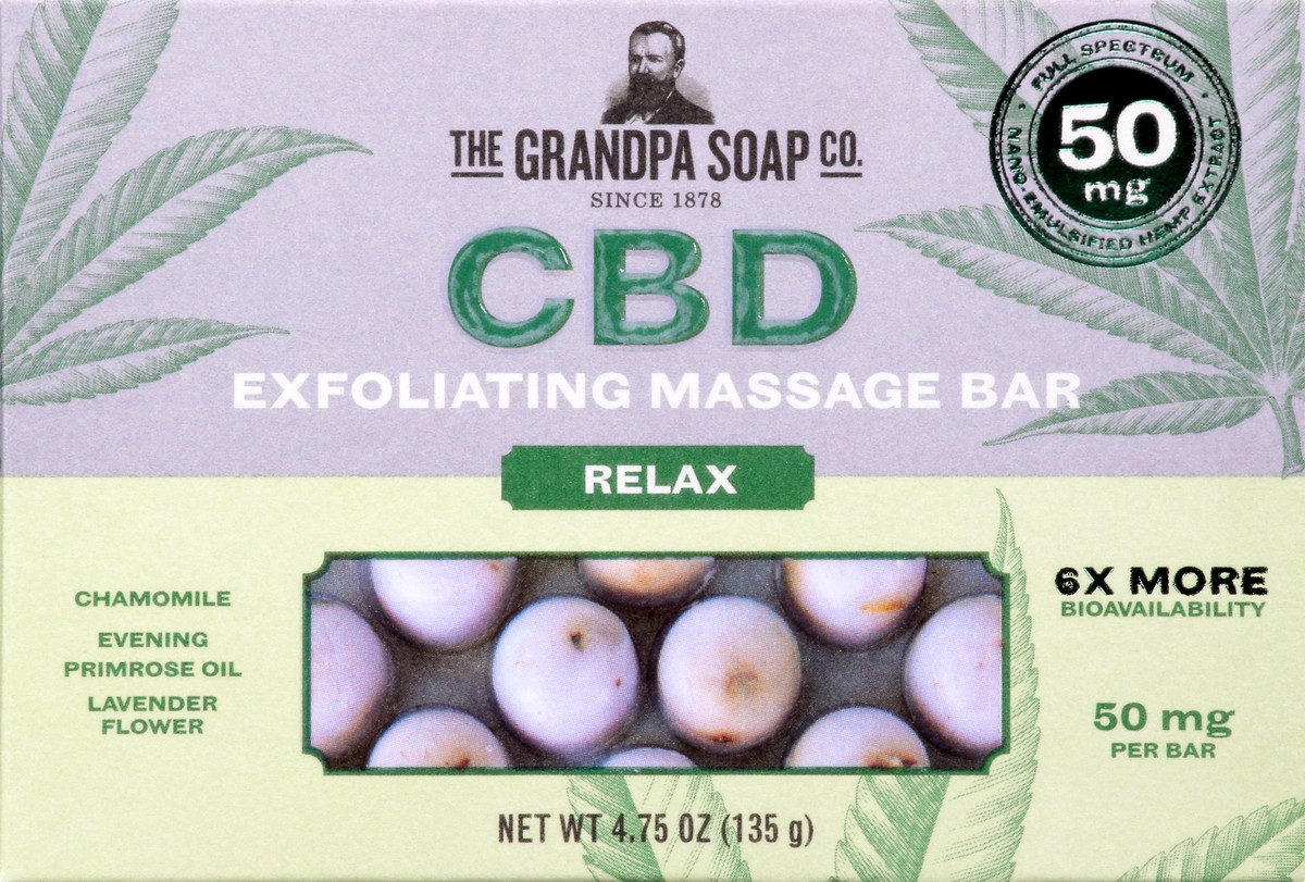 slide 3 of 9, The Grandpa Soap Co. CBD Relax Exfoliating Massage Bar 4.75 oz, 4.75 oz