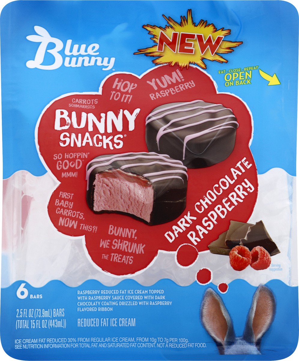 slide 7 of 8, Blue Bunny Ice Cream, Reduced Fat, Dark Chocolate Raspberry, 6 ct