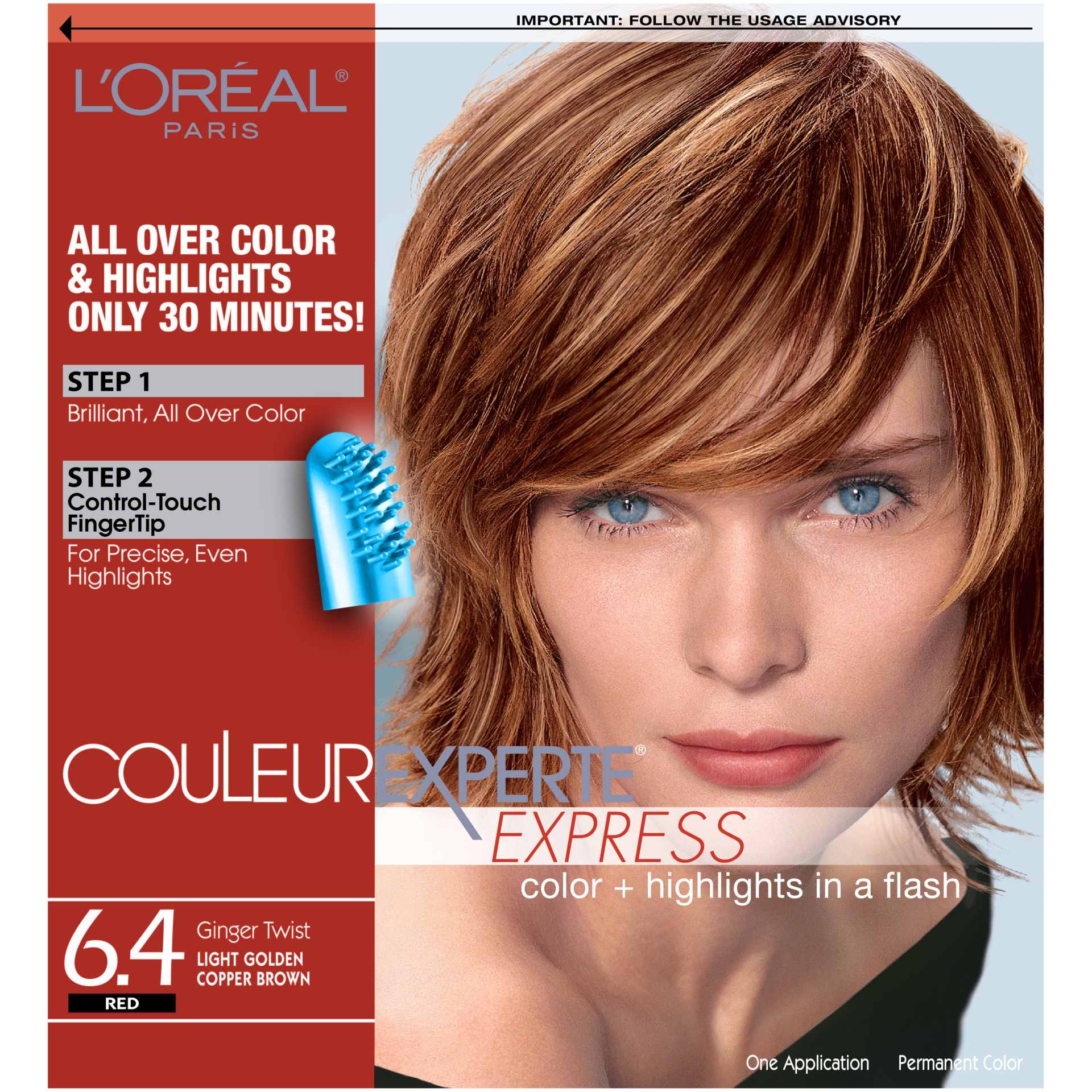 slide 2 of 8, L'Oréal Couleur Experte Express Color & Highlights in a Flash, Red Ginger Twist Light Golden Copper Brown 6.4, 1 kit