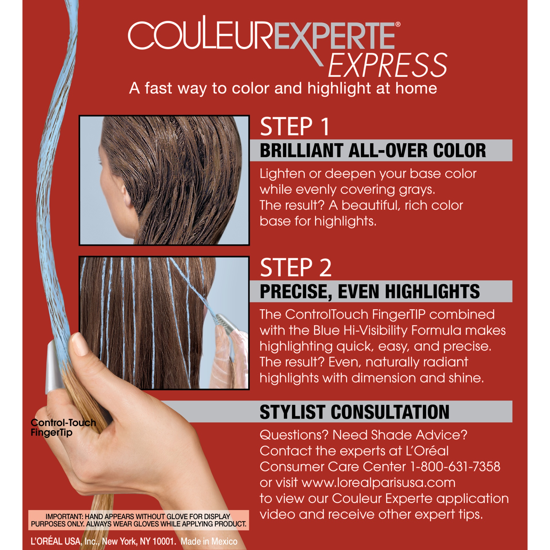 slide 7 of 8, L'Oréal Couleur Experte Express Color & Highlights in a Flash, Red Ginger Twist Light Golden Copper Brown 6.4, 1 kit