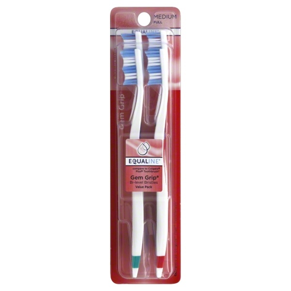 slide 1 of 1, Equaline Gemgrip Medium Toothbrush, 4 ct