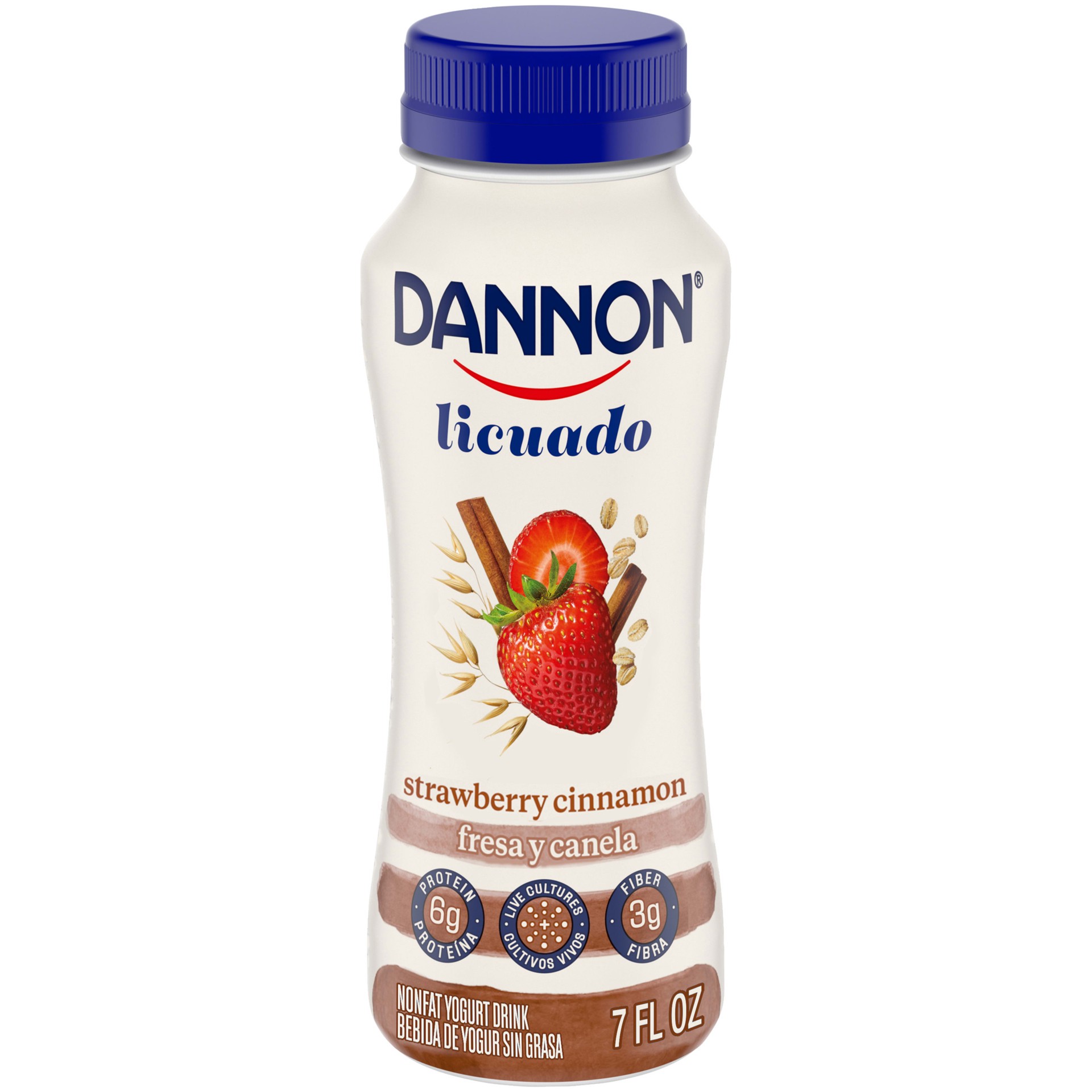 slide 1 of 10, Dannon Nonfat Yogurt Licuado, Strawberry Cinnamon, 7 fl oz., 7 fl oz