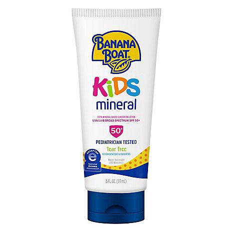 slide 1 of 1, Banana Boat Kids 100% Mineral Spf 50 Sunscreen Lotion - 6 Oz, 6 oz