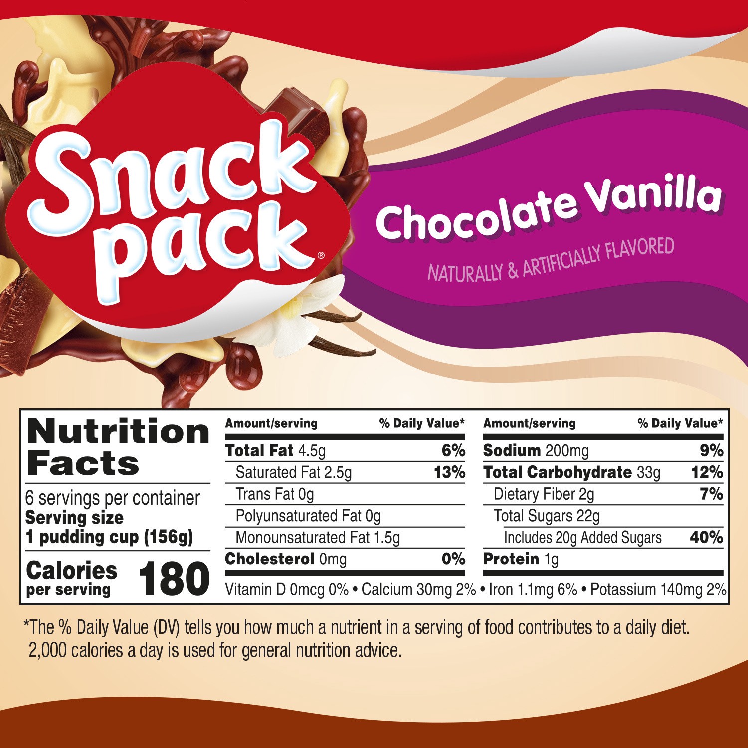 slide 2 of 5, Snack Pack Super Size Chocolate Vanilla Pudding 6 - 5.5 oz Cups, 6 ct