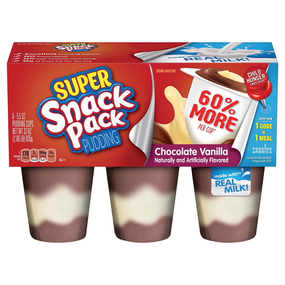 slide 1 of 4, Snack Pack Super Chocolate Vanilla Pudding, 6 ct; 5.5 oz