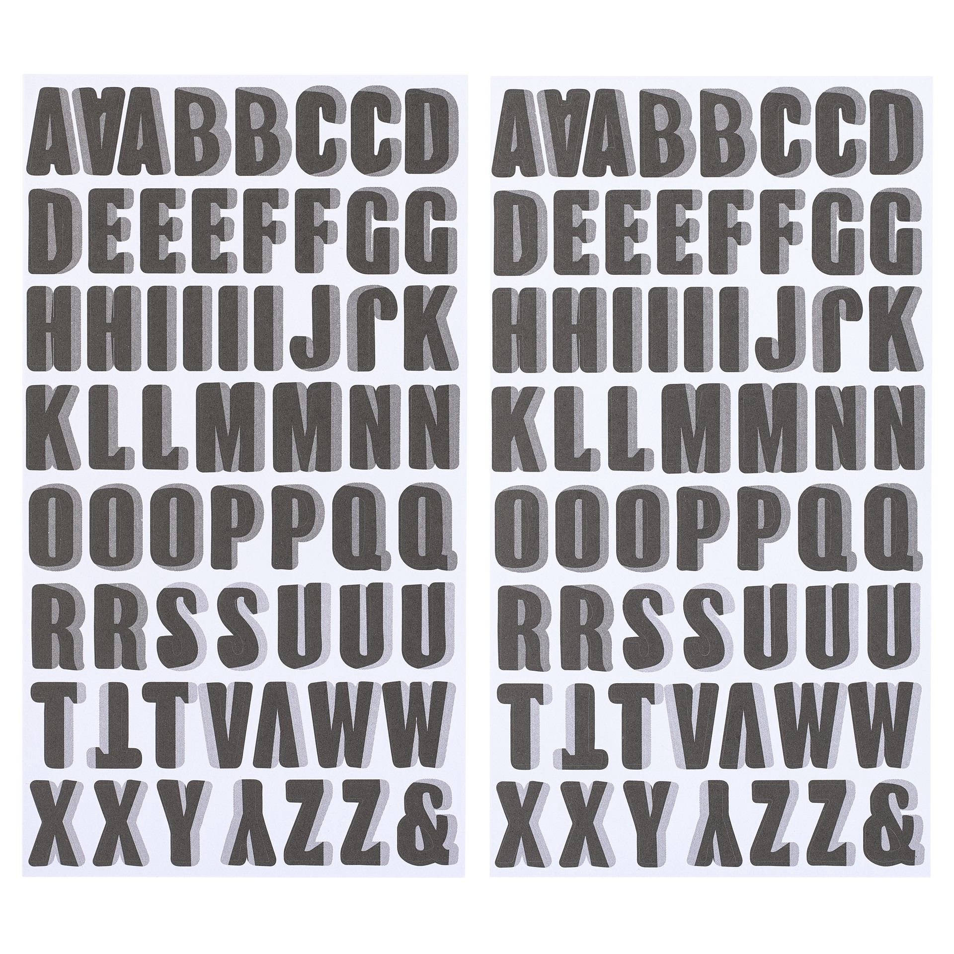 slide 3 of 3, Black Block With Gray Shadow Alphabet Stickers By Recollections, 3/4 in