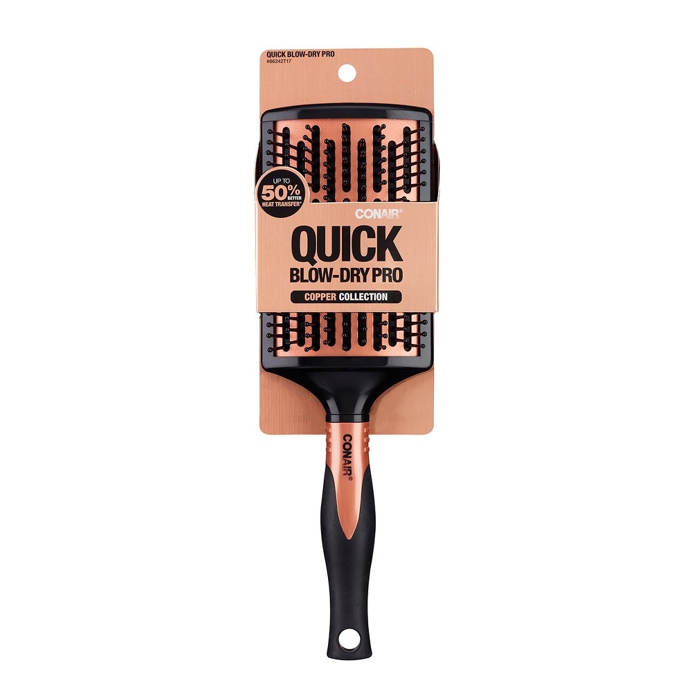 slide 2 of 3, Conair Quick Blow-Dry Pro Curved Copper Paddle Brush, 1 ct