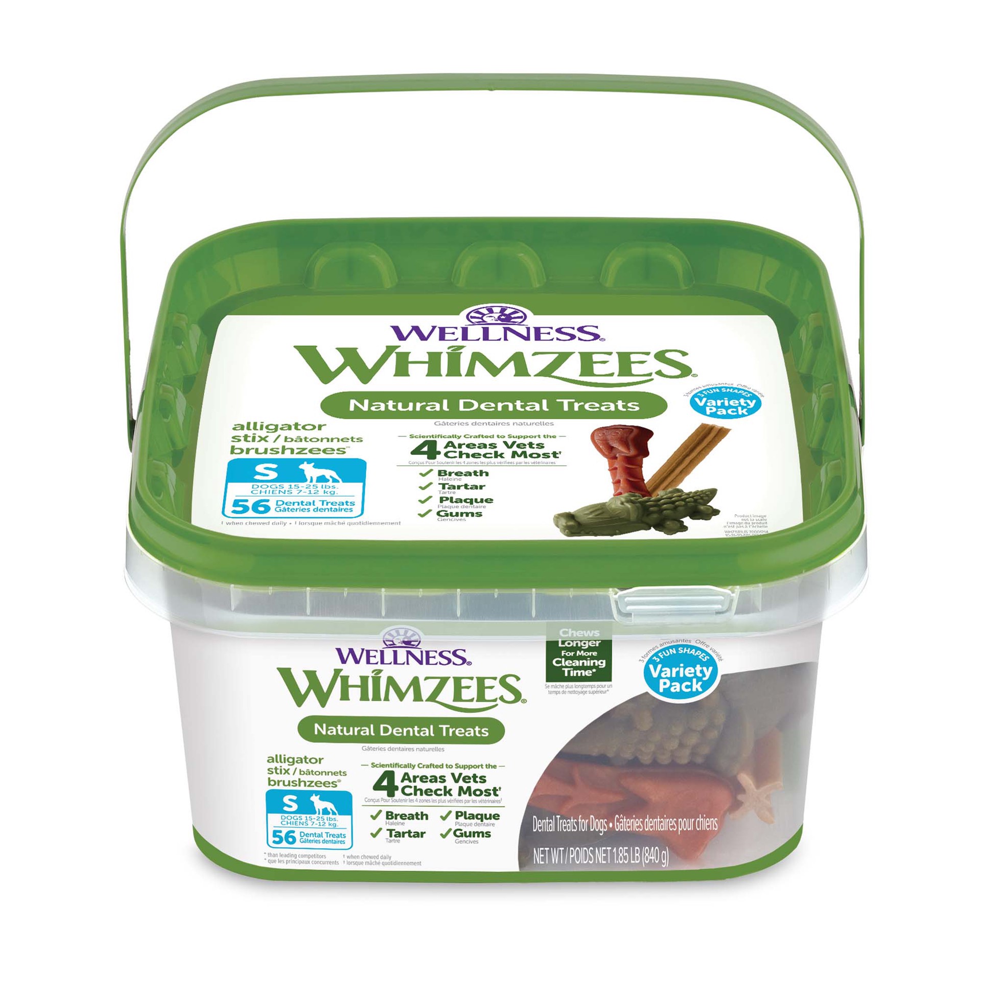 slide 1 of 5, WHIMZEES Wellness Variety Pack Dog Dental Treats, Natural Chews, Small Size, (56 Count), 1 ct