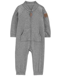 Carter's Baby Zip-Up Doubleknit Jumpsuit Grey 24M