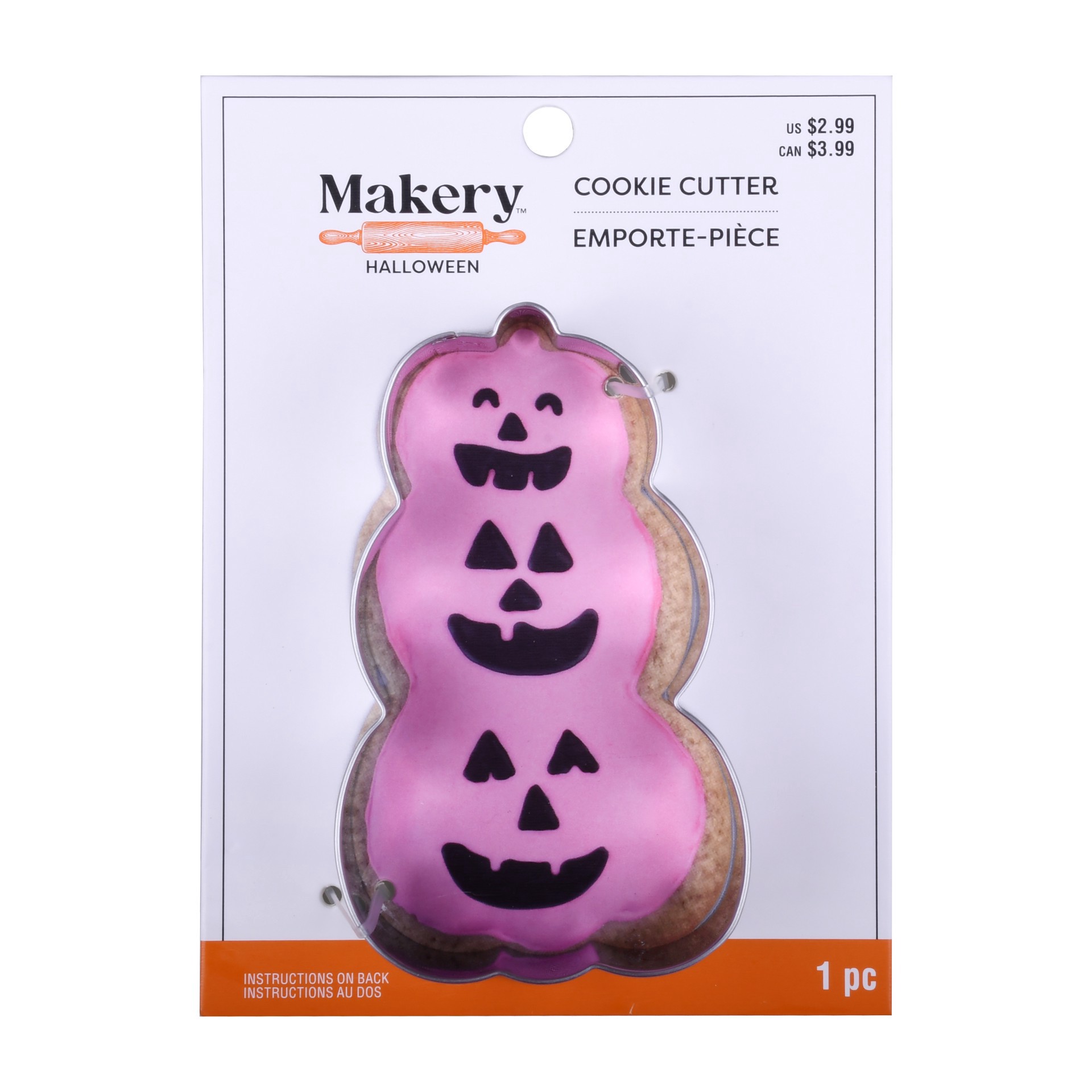 slide 2 of 3, 3" Stacked Pumpkins Cookie Cutter By Makery, 3 in