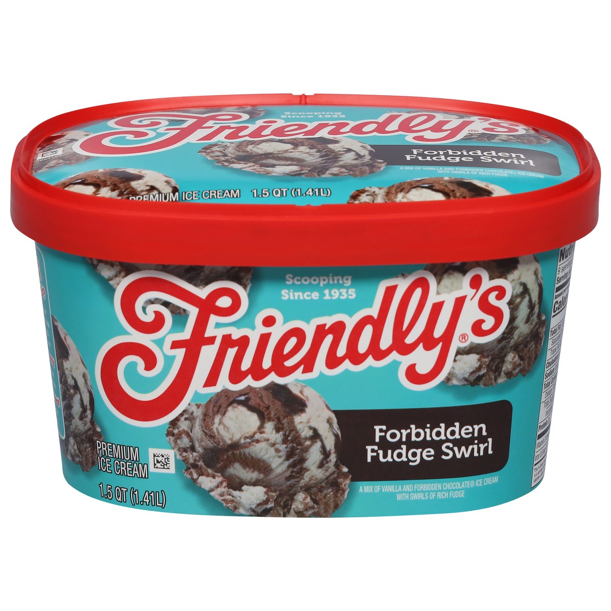 slide 1 of 9, Friendly's Premium Forbidden Fudge Swirl Ice Cream 1.5 qt, 1.5 qt