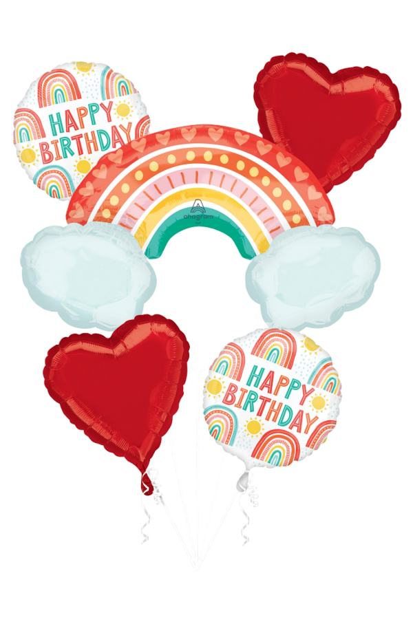 slide 4 of 4, Balloon Bouquet Retro Rainbow, 5 ct