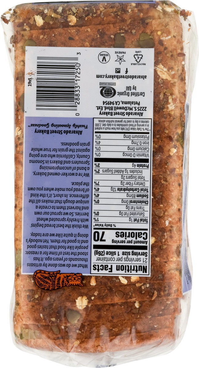 slide 4 of 9, Alvarado St. Bakery Sprouted Wheat Flax & Chia Thin Sliced Bread 19 oz, 19 oz