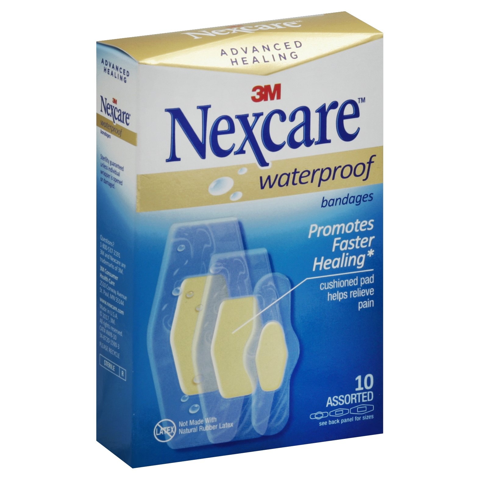 slide 1 of 6, 3M Nexcare Bandages Waterproof Assorted Sizes, 10 ct